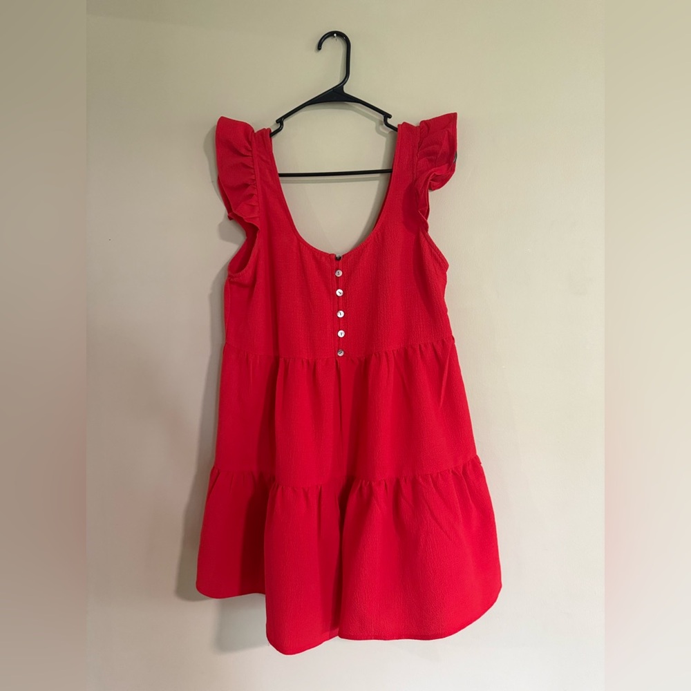 Red Ruffled Sleeveless Romper